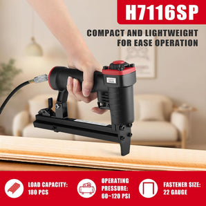 H7116SP 22 Gauge 3/8-Inch Crown Pneumatic Upholstery Stapler for 71 Series Staples, 1/4-Inch to 5/8-Inch